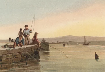 Ruhiges Wasser, Jungen beim Angeln